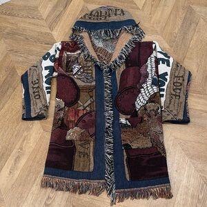 Boyd’s bear tapestry blanket handmade cardigan duster jacket